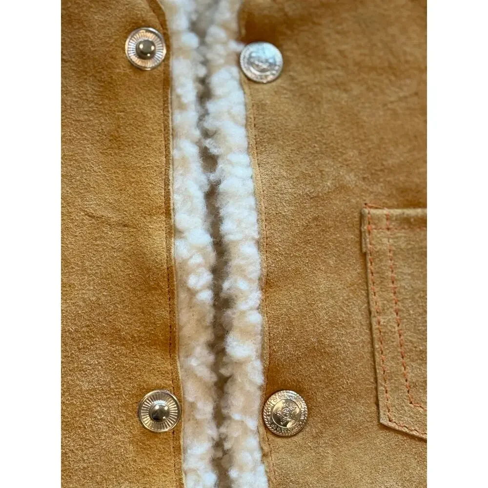 Kids Western Suede Shearling Vest 3T Tan Oklahoma 1907 Snap Cowboy Cowgirl